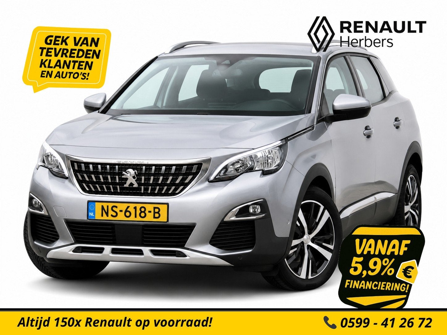 Peugeot 3008 1.2 PureTech Première AUTOMAAT / NAVI / CAMERA, Auto's, Dealer onderhouden, Gebruikt, 1199 cc, Leder en Stof