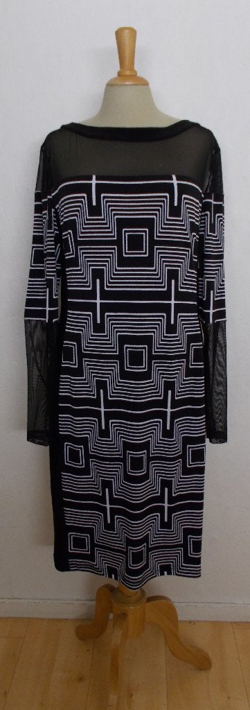 Mooie zwart/witte print jurk van Joseph Ribkoff! 42, Verzenden, Zwart, Maat 42/44 (L), Zo goed als nieuw