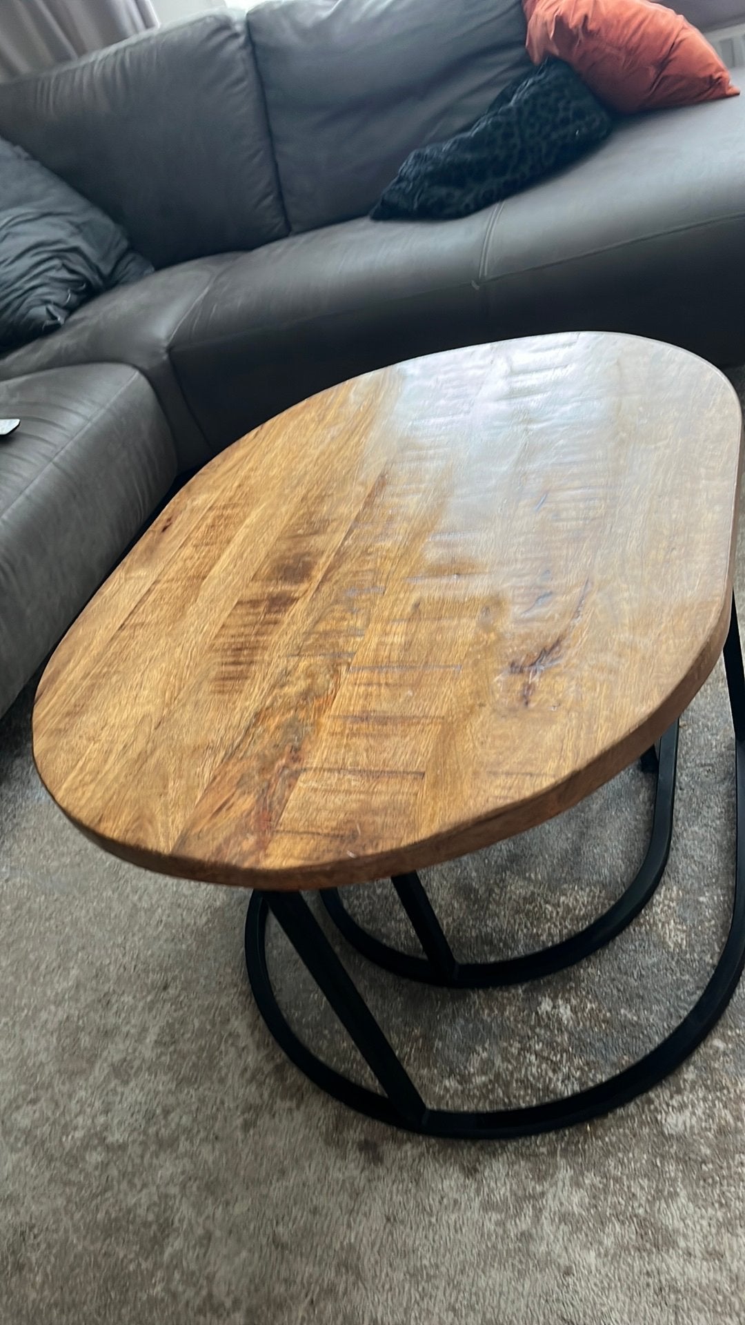 3 bijzettafels, Ophalen, Gebruikt, 50 tot 100 cm, Mangohout