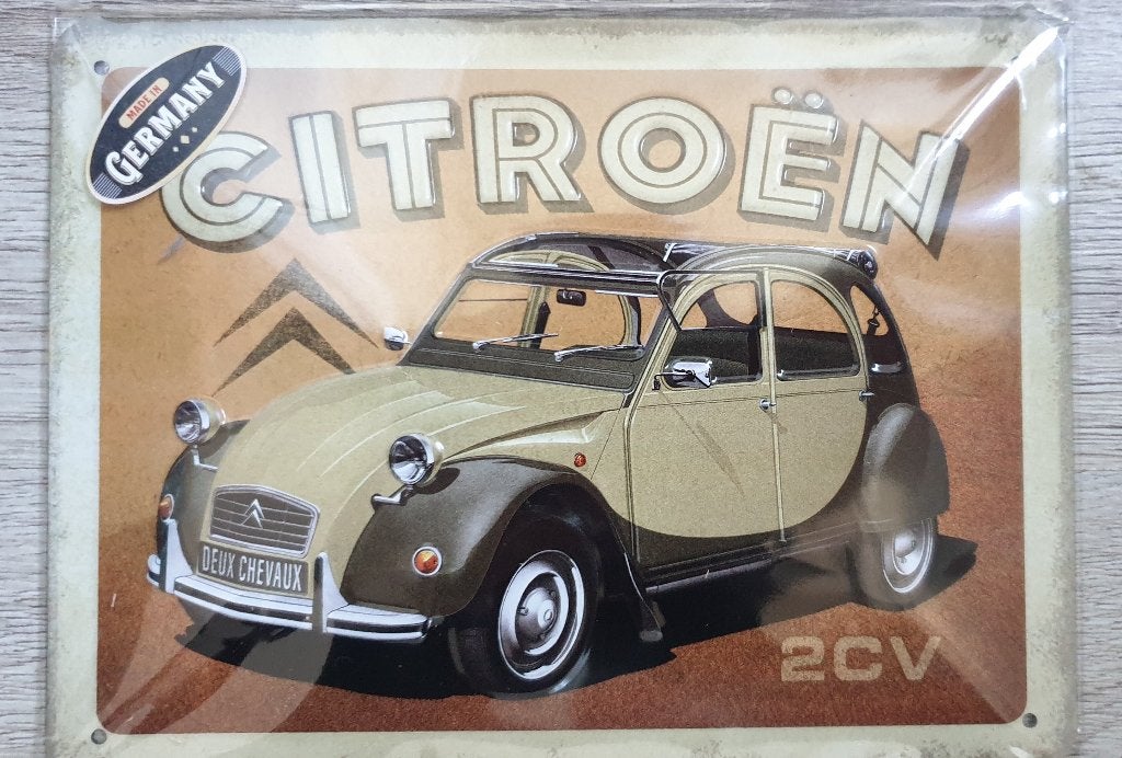 nostalgic art 2 cv 2cv een citroen plaat bruin nieuw, Ophalen of Verzenden, Nieuw, Decoratieobject