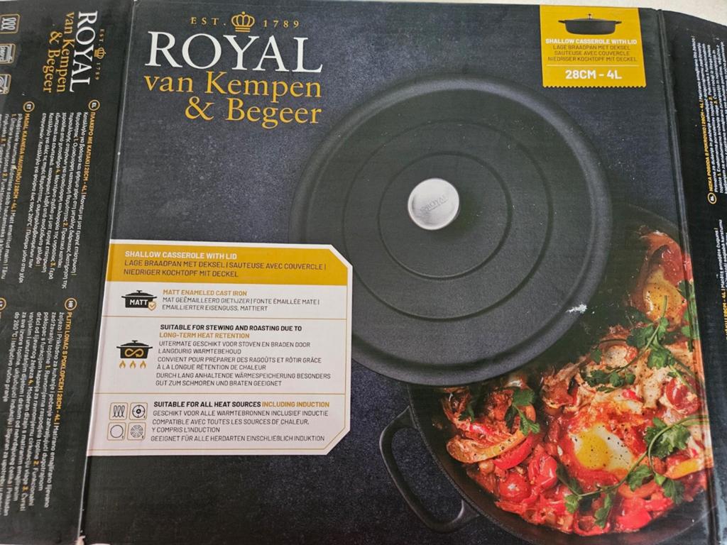 Royal van Kempen & Begeer Gietijzeren Braadpan Zwart 28cm, Gietijzer, Nieuw, Ophalen of Verzenden, Keramische plaat