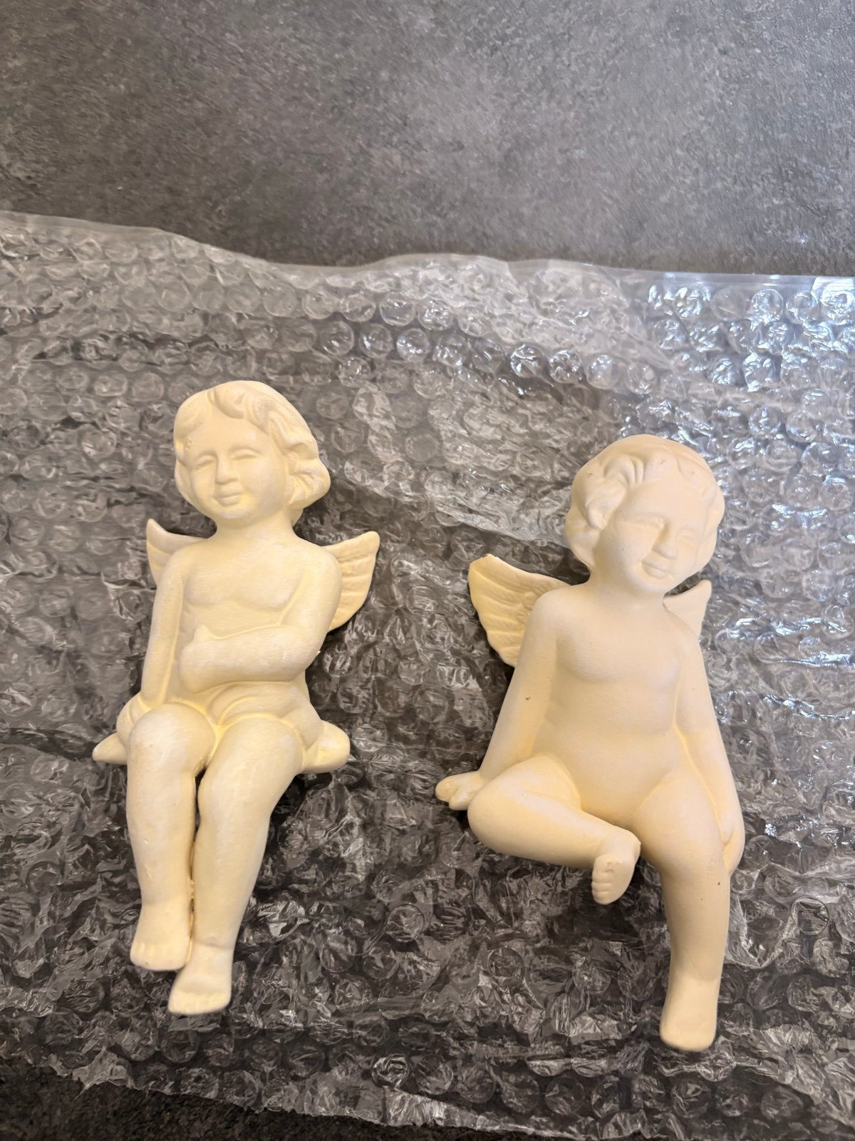 Set van Engelen Beeldjes - Religieuze Decoratie, Antiek en Kunst, Minder dan 20 cm, Gips, Ophalen of Verzenden, Handgemaakt