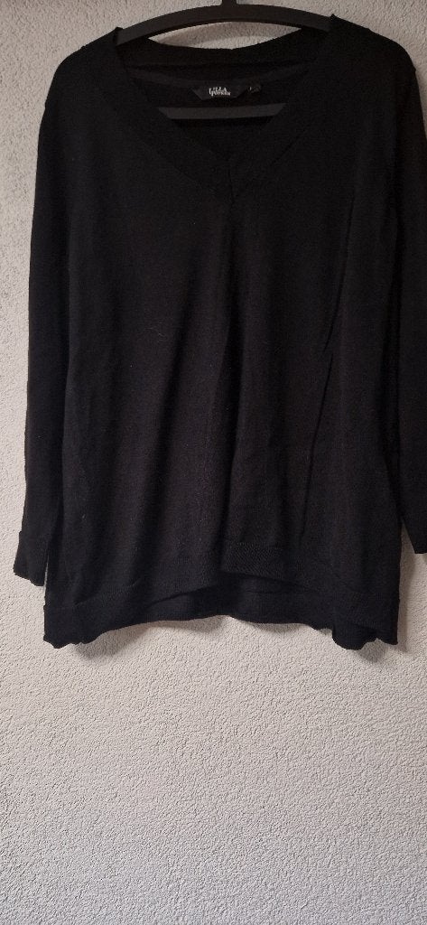 Ulla popken v-hals fijne knitted trui Maat 48-50, Verzenden, Zwart, Trui of Vest, Ulla Popken