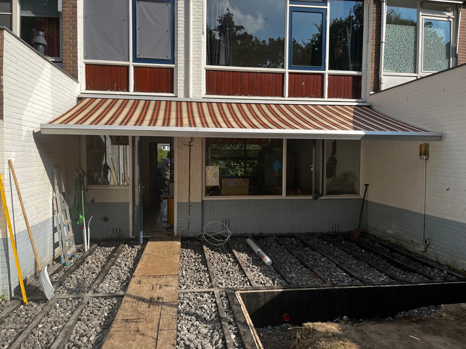 Zonnescherm (handmatig) te koop, Tuin en Terras, Zonneschermen, Ophalen, Gebruikt, 150 tot 300 cm, 250 cm tot 450 cm