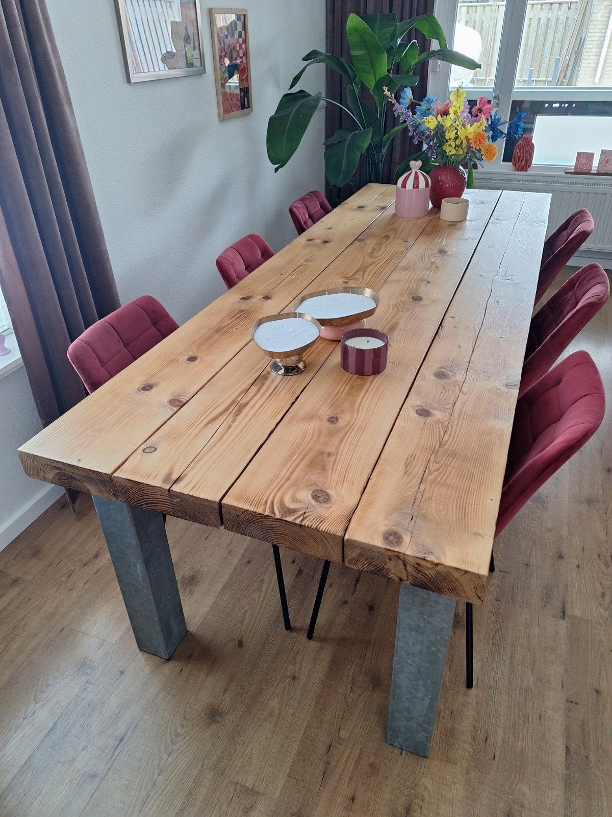 tafel met gratis salontafel, Ophalen of Verzenden, Rechthoekig, 100 tot 150 cm, 50 tot 100 cm