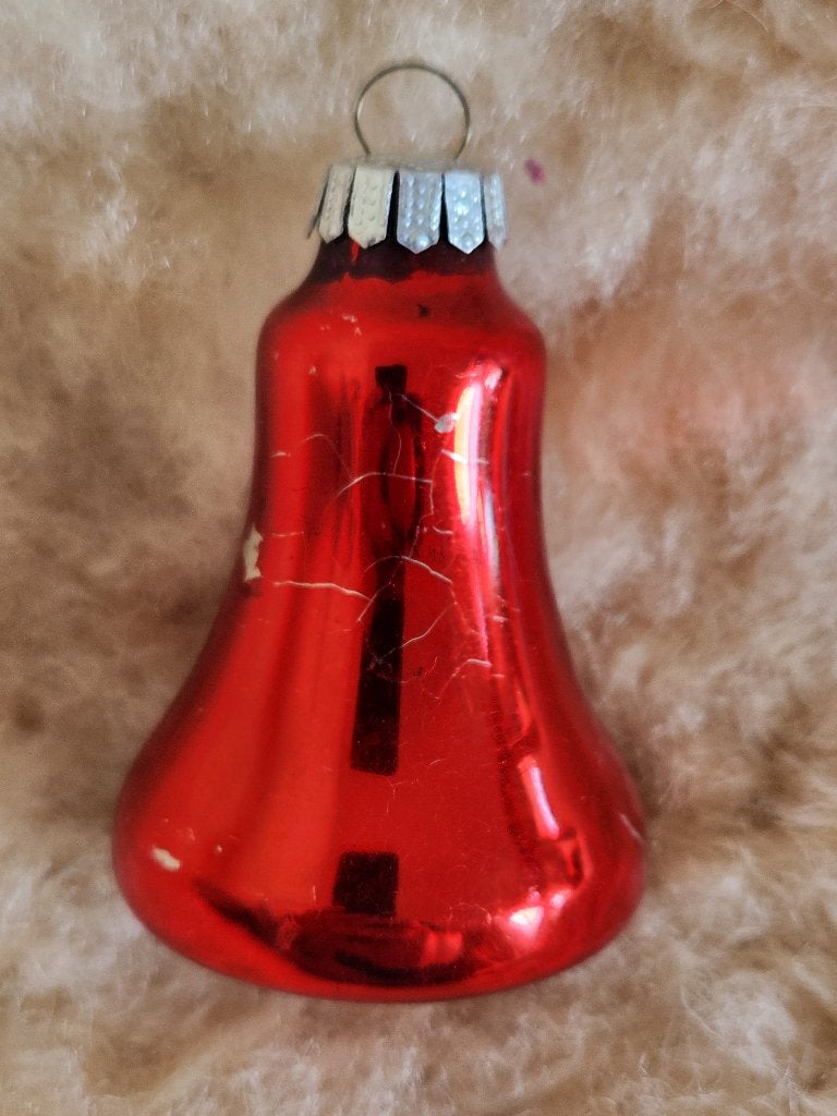 Vintage rode kerstbal kerstklok, Ophalen of Verzenden, Gebruikt