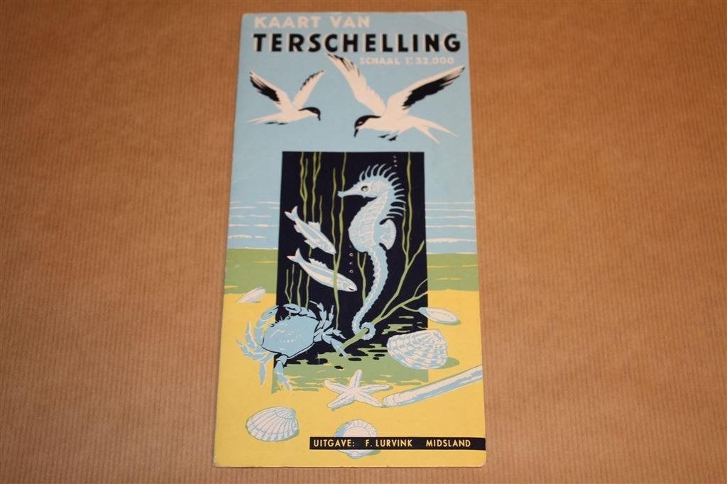 Oude kaart van Terschelling - Circa 1960, Boeken, Atlassen en Landkaarten, Gelezen, Ophalen of Verzenden, Landkaart, 1800 tot 2000