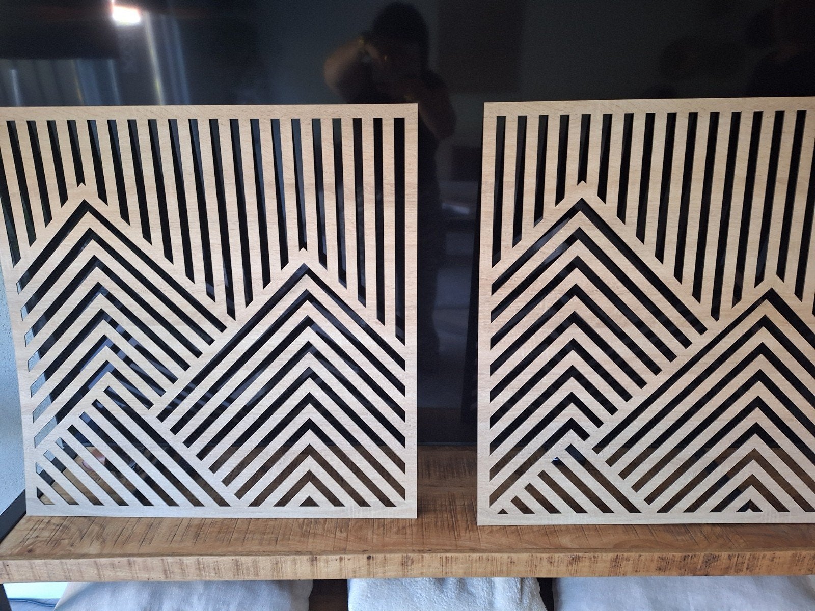 3x houten panelen muur  3x 80x80cm, Ophalen