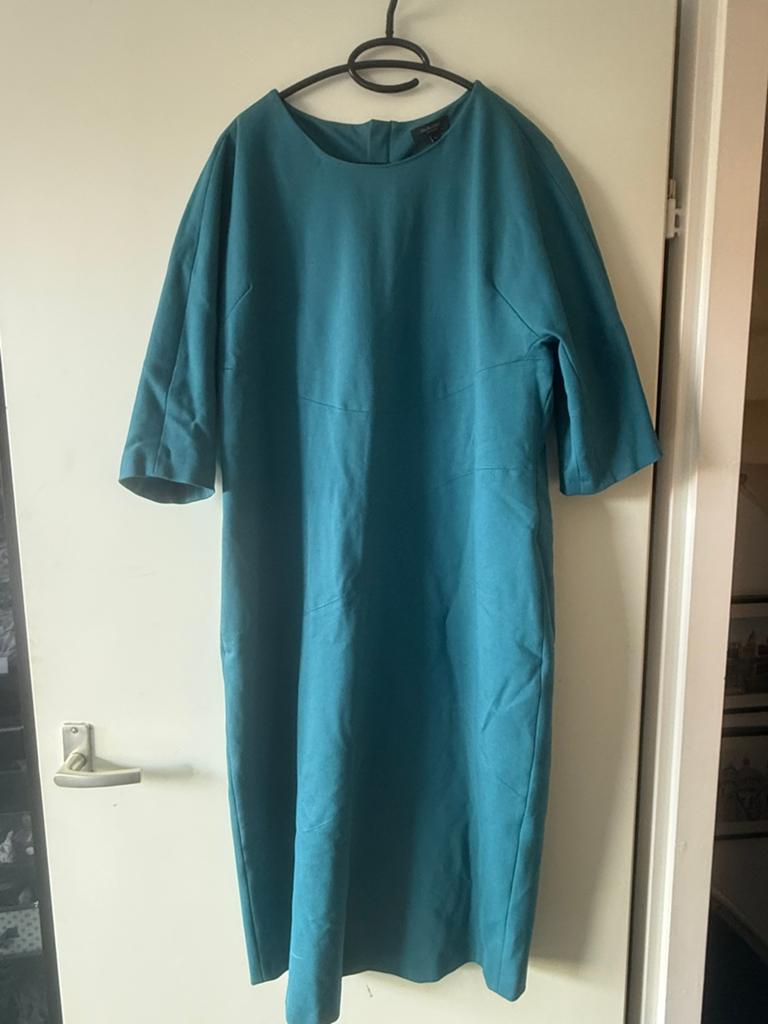 Claudia strater jurk petrol blauw maat 46, Blauw, Maat 46/48 (XL) of groter, Ophalen of Verzenden, Zo goed als nieuw