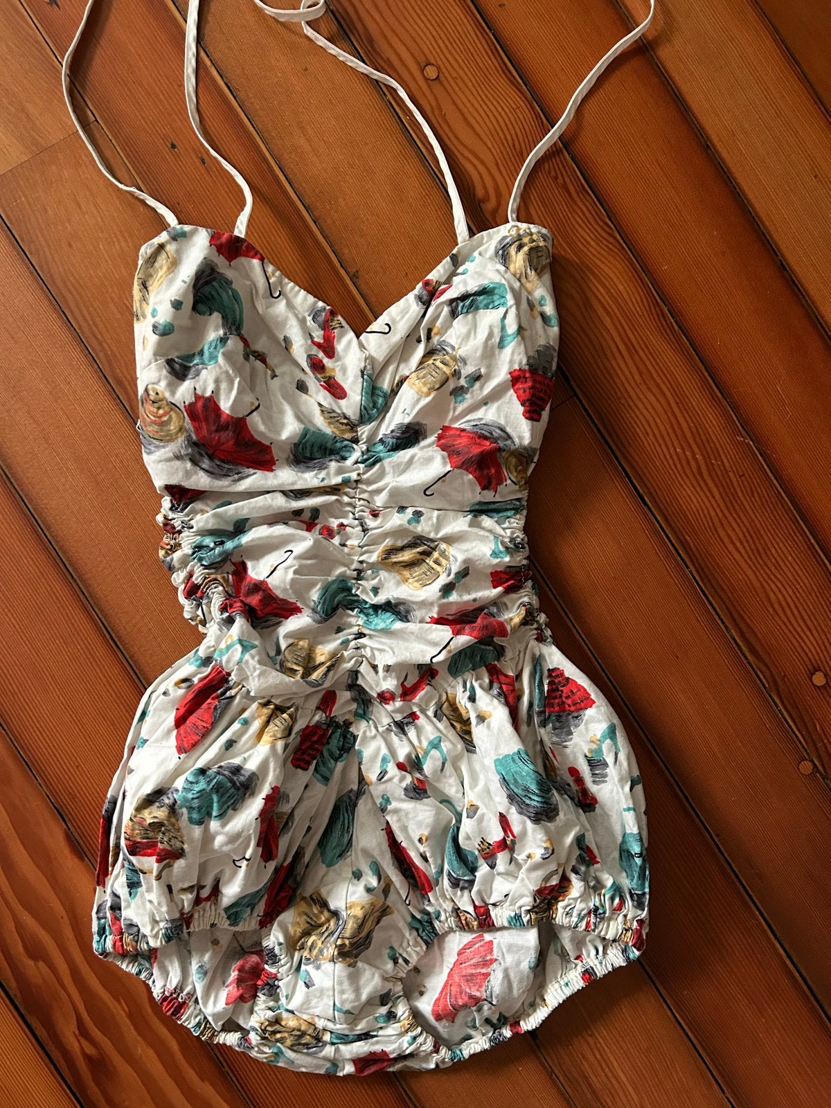 Retro vintage badpak fithies smockwerk uniek stuk, Kleding | Dames, Ophalen of Verzenden, Gedragen, Meerkleurig, Badpak
