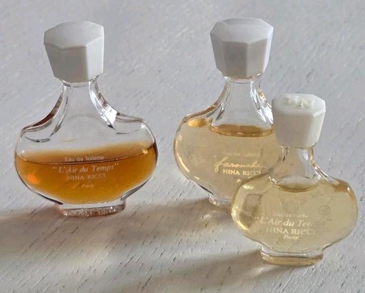 3 oude flesjes Nina Ricci, Ophalen of Verzenden, Zo goed als nieuw, Miniatuur, Gevuld