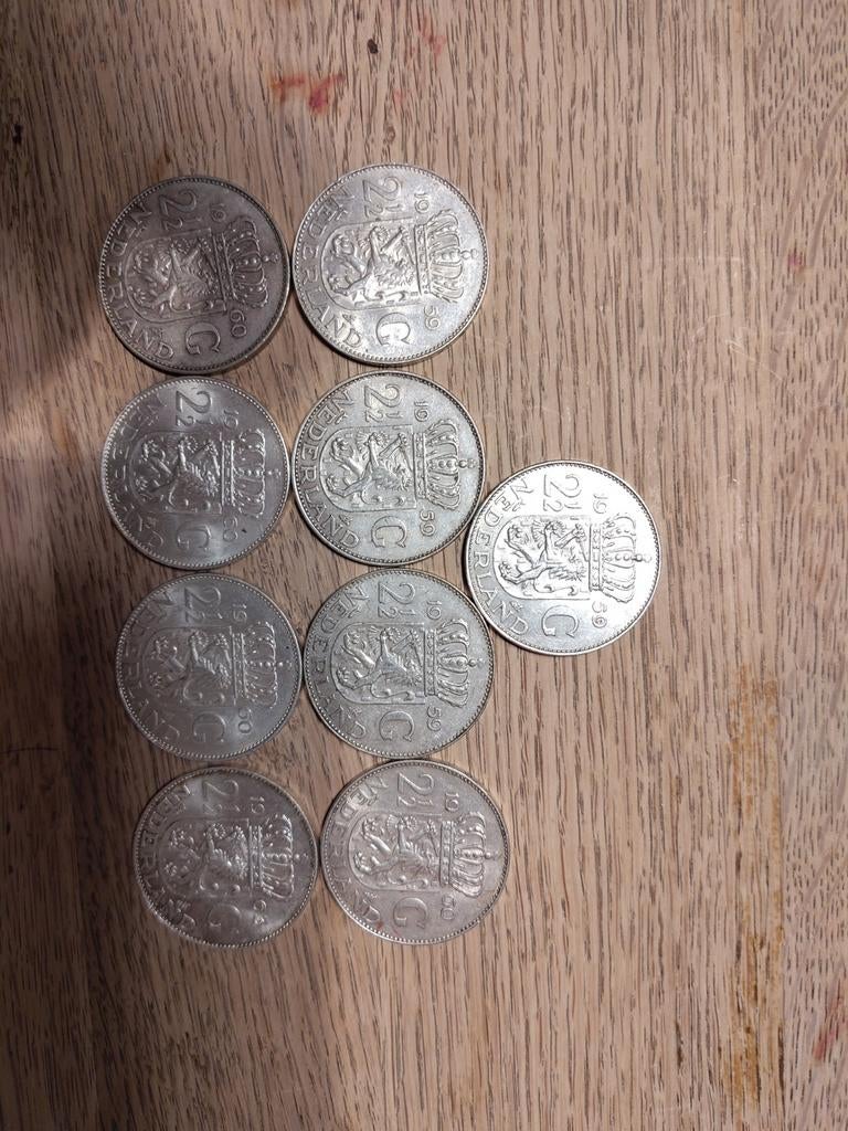 9x 2,5 gulden (1959 t/m 1963), Ophalen, Koningin Juliana, 2½ gulden
