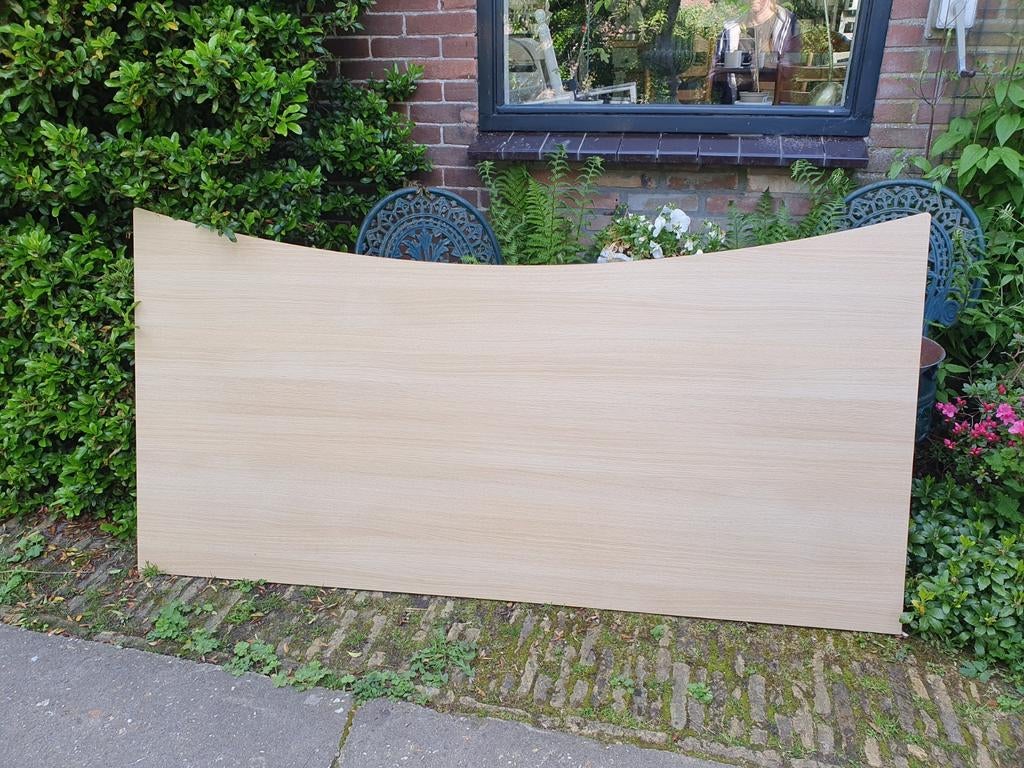 Licht eiken fineer tafelblad met unieke vorm, 180x90 cm, Huis en Inrichting, Tafelonderdelen, Eikenhout, Zo goed als nieuw, Overige vormen