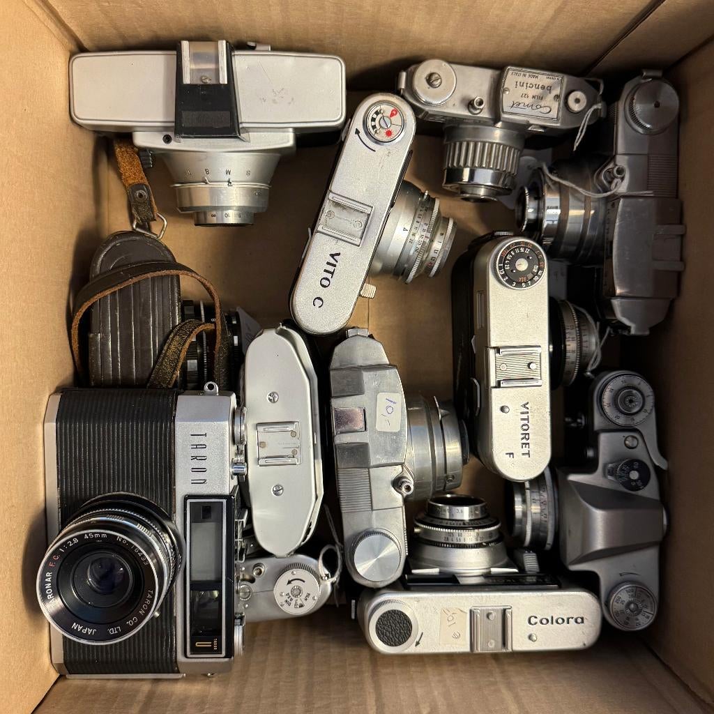 Camera's Vintage in doos, Audio, Tv en Foto, Fotocamera's Analoog, Ophalen, Niet werkend, Compact, Overige Merken