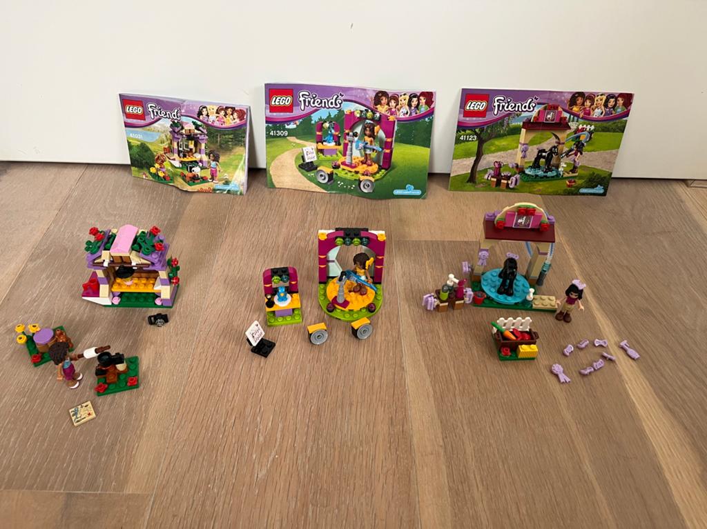 Diverse LEGO Friends sets: Andrea, Veulen, Berghut, Ophalen, Zo goed als nieuw