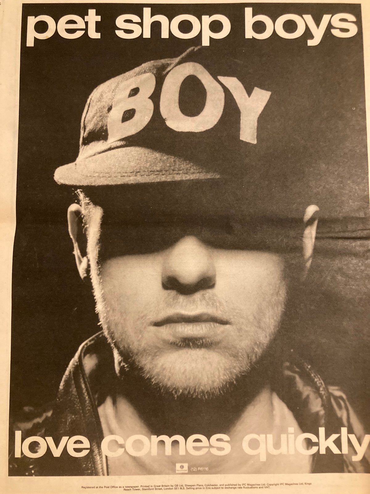 PET SHOP BOYS Love Comes Quickly release A3 advertentie, Cd's en Dvd's, Vinyl | Pop, Ophalen of Verzenden