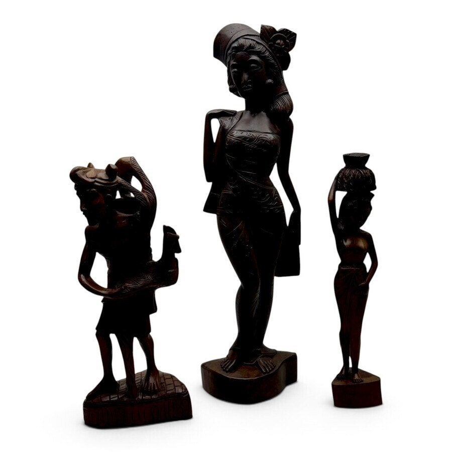 Drie Indisch houten sculpturen, Ophalen of Verzenden
