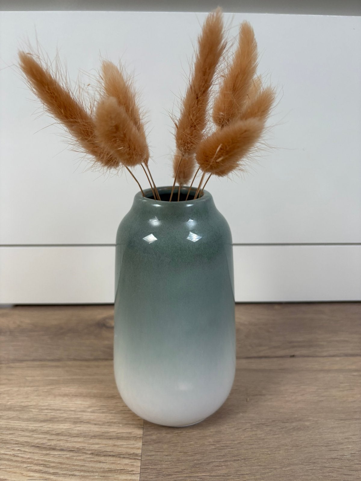 HEMA vaasje met droogbloemetjes, Ophalen, Zo goed als nieuw, Groen, 15 cm