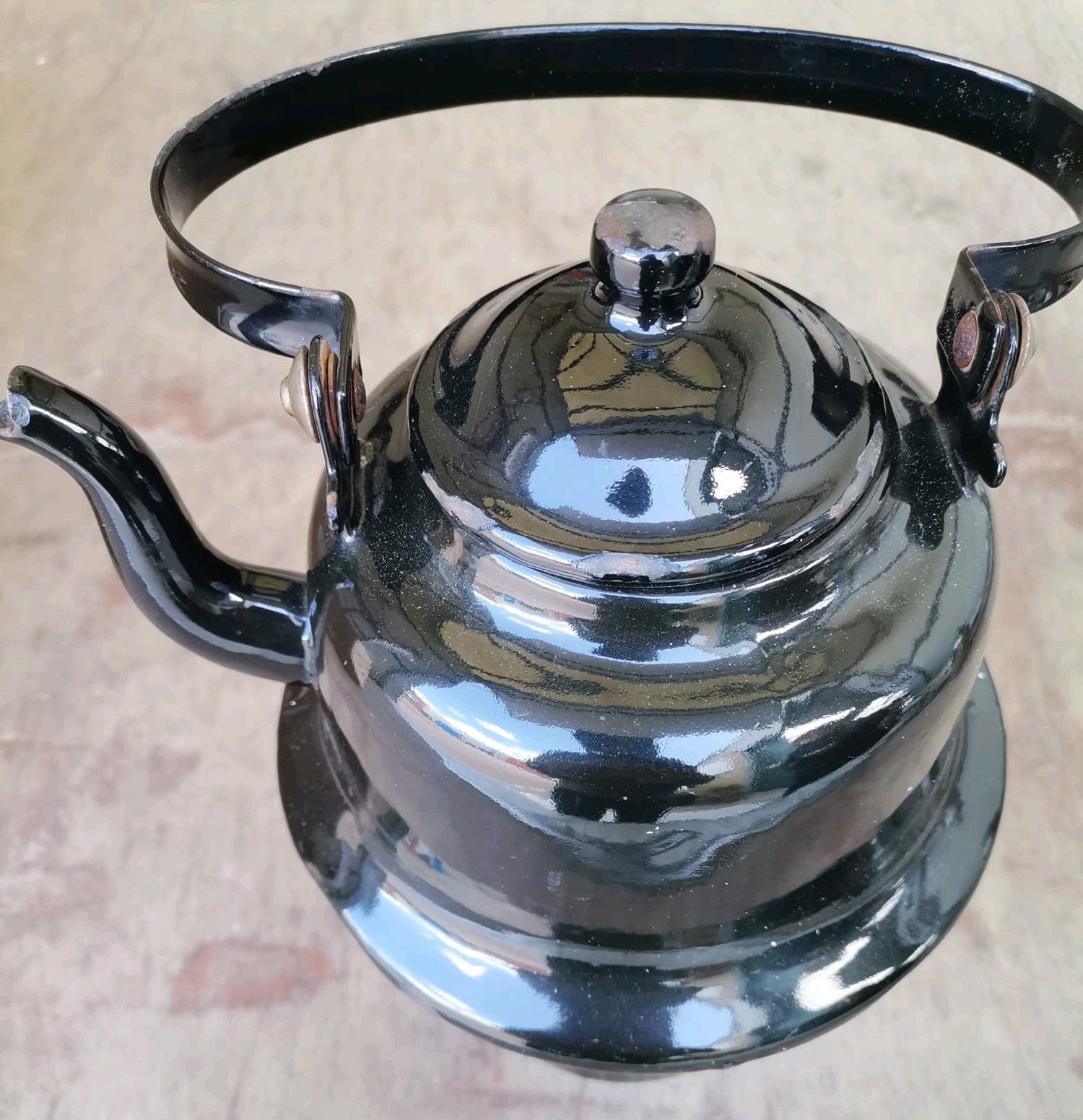 vintage zwarte emaille waterketel, ook wel bekend als een za, Ophalen of Verzenden