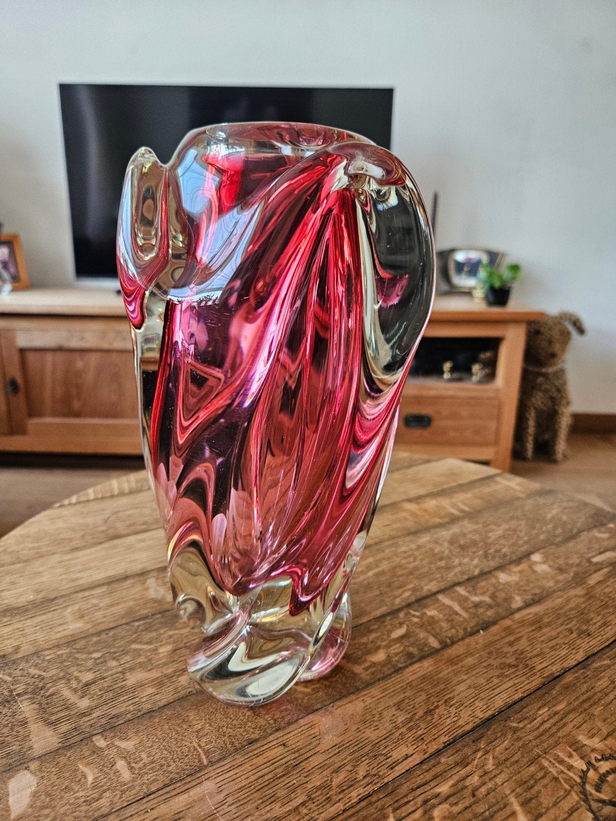 Grote Mid-Century Boheemse Kunst Glazen Vaas Josef Hospodk, Ophalen of Verzenden
