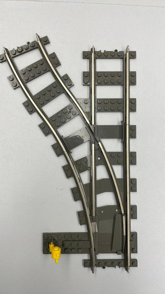 SB1906 Lego 9v trein rails (metalen geleider) wissel links p, Ophalen of Verzenden, Zo goed als nieuw
