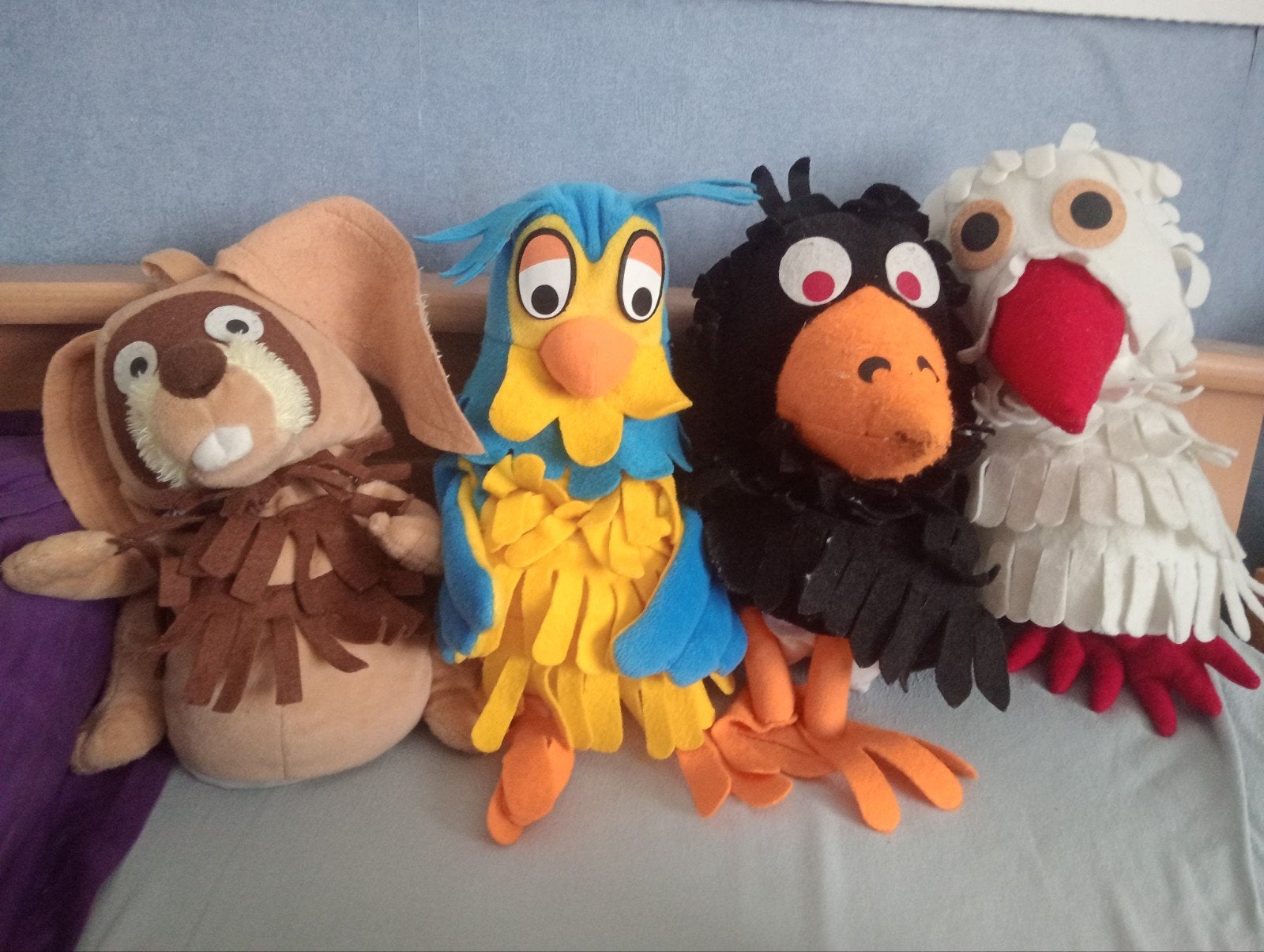 Set van 4 handpoppen de Fabeltjeskrant, Gebruikt, Overige merken, Overige karakters, Ophalen of Verzenden