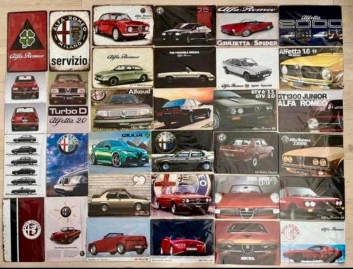 Metalen wandbord Alfa Romeo 20x30 cm (€8 p/st) (3 voor €22), Ophalen of Verzenden, Zo goed als nieuw, Auto's