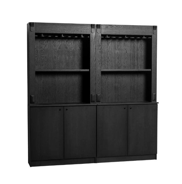 Premium Mancave Set - Black Oak Bar - Achterkast & Koelkast, Ophalen, Nieuw, Inclusief barstoelen