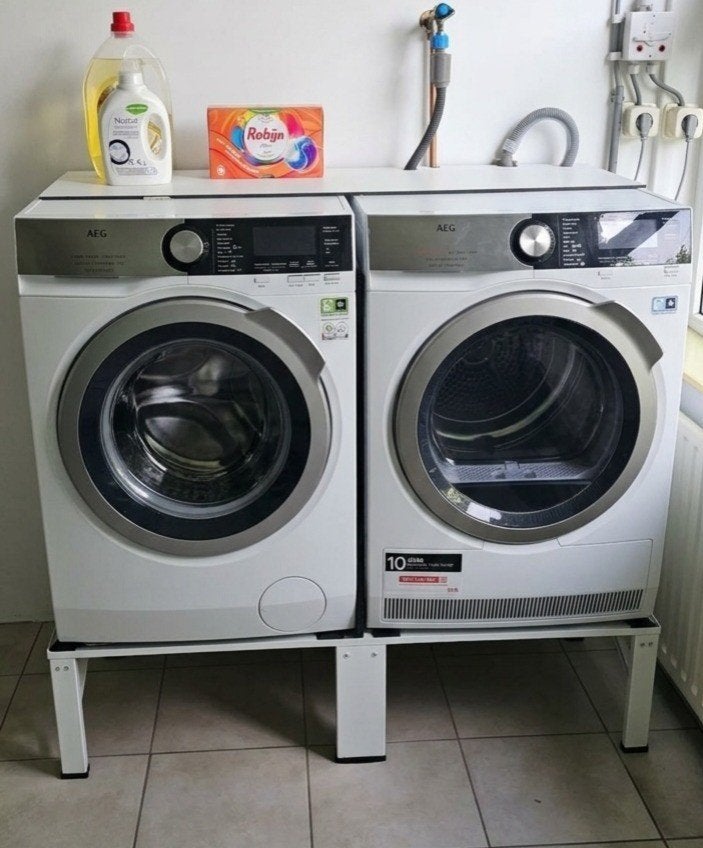 Topklasse AEG Wasmachine & AEG Warmtepompdroger, Witgoed en Apparatuur, Ophalen, 1200 tot 1600 toeren, 8 tot 10 kg, Zo goed als nieuw