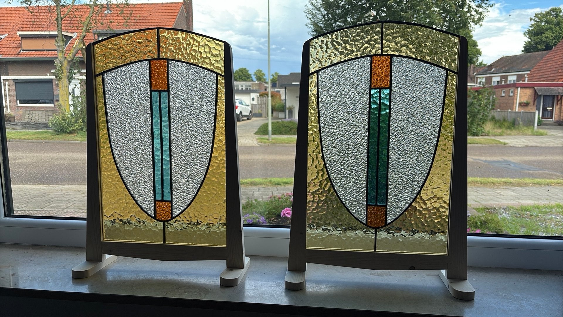 Glas in lood raamdecoratie, Doe-het-zelf en Verbouw, Glas en Ramen, Ophalen, Glas in lood, Minder dan 80 cm