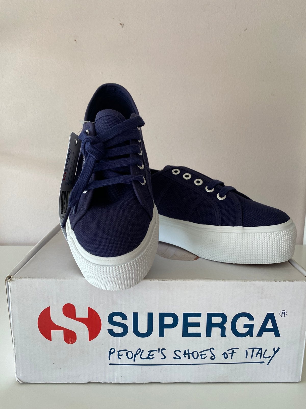 Superga 2790 donker blauwe sneakers maat 38 nieuw, Ophalen of Verzenden, Nieuw, Blauw