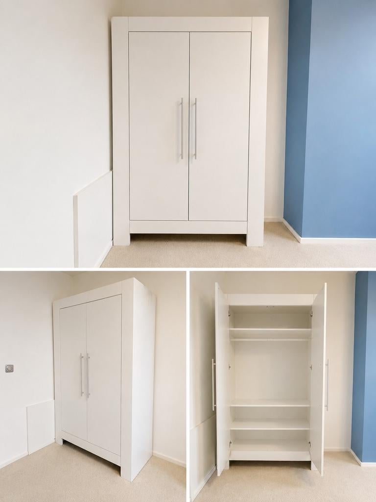 Witte kledingkast met hangruimte en planken (110x50x175cm), Ophalen of Verzenden