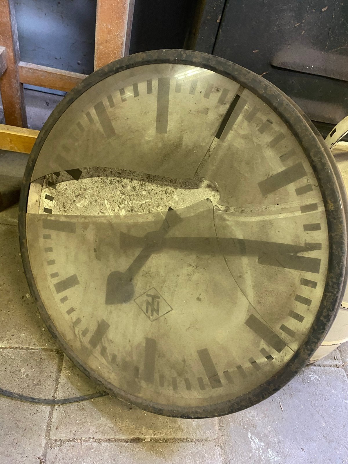 Grote stoere vintage stationsklok - 53cm diameter, Ophalen