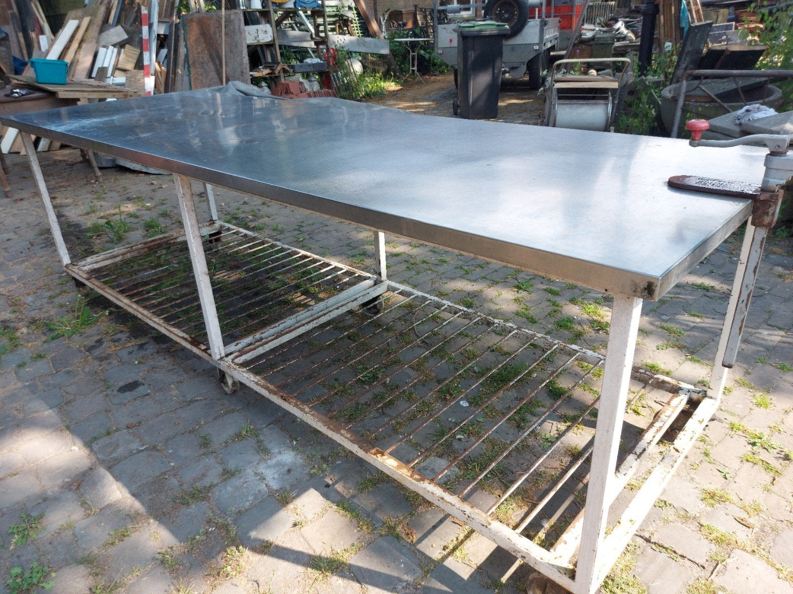 Werktafel industrieel bakkerij XXL vintage RVS-blad tafel, Ophalen