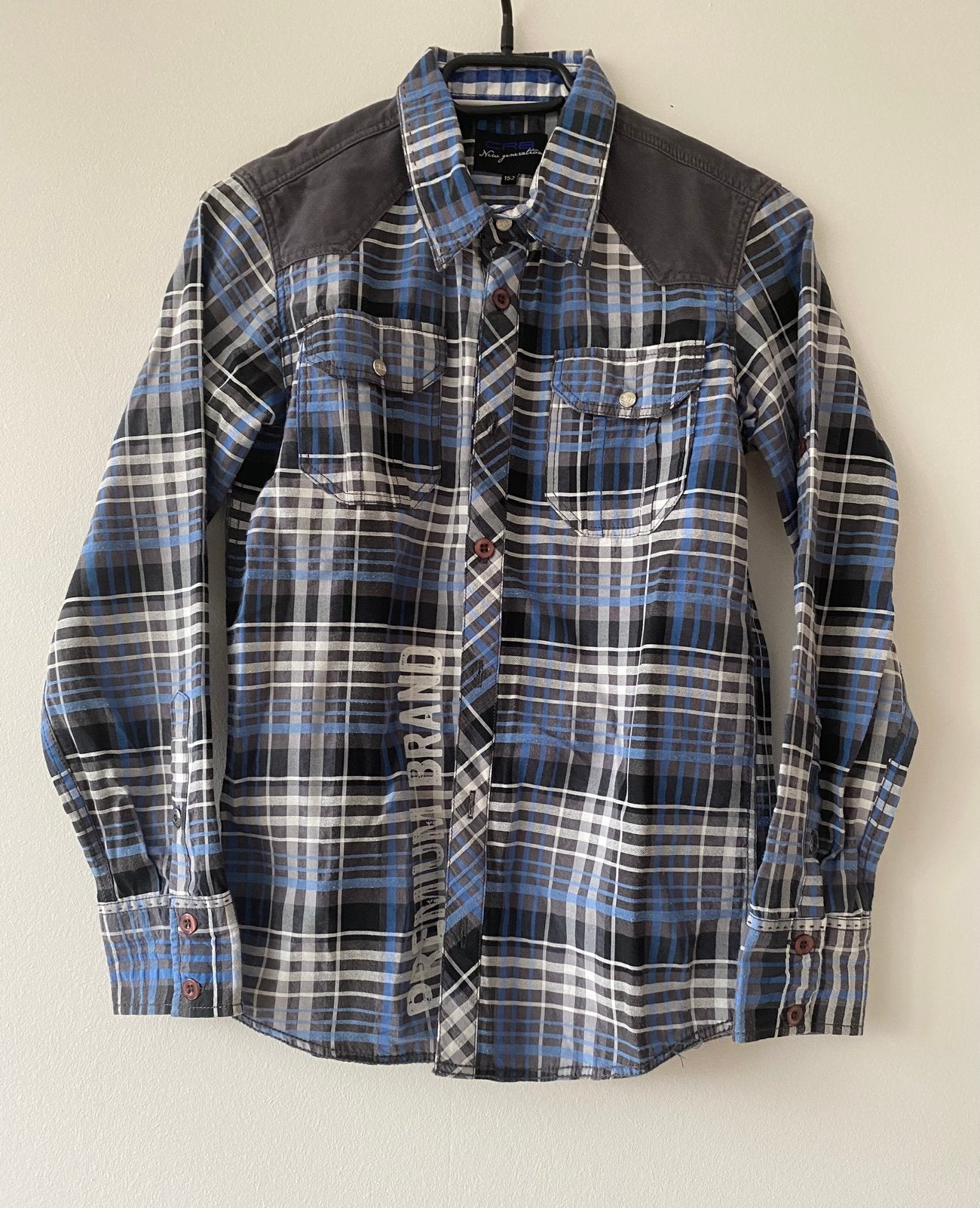 Stoere geruite blouse Carbone CRB maat 152, Ophalen of Verzenden, Zo goed als nieuw, Jongen, Overhemd of Blouse