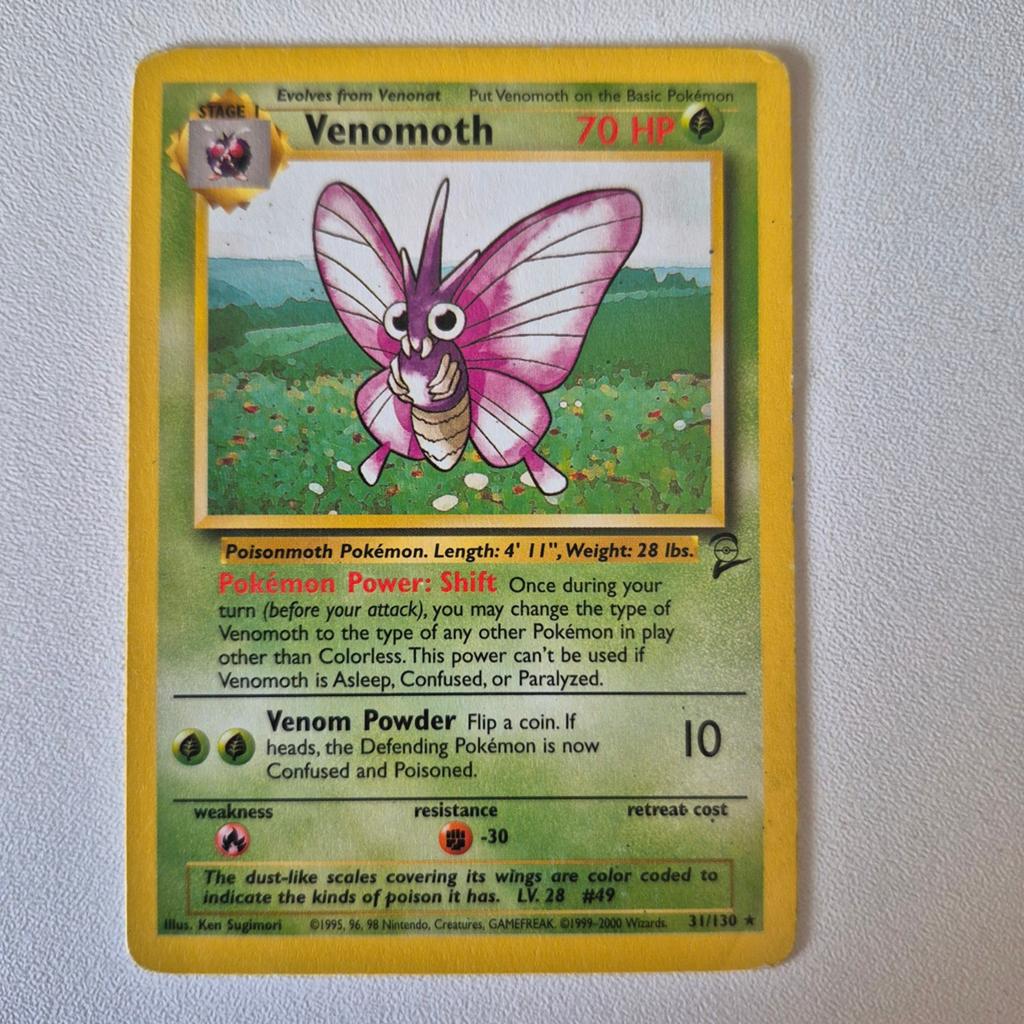 Pokemon Venomoth Base Set 2, Ophalen of Verzenden, Gebruikt, Losse kaart