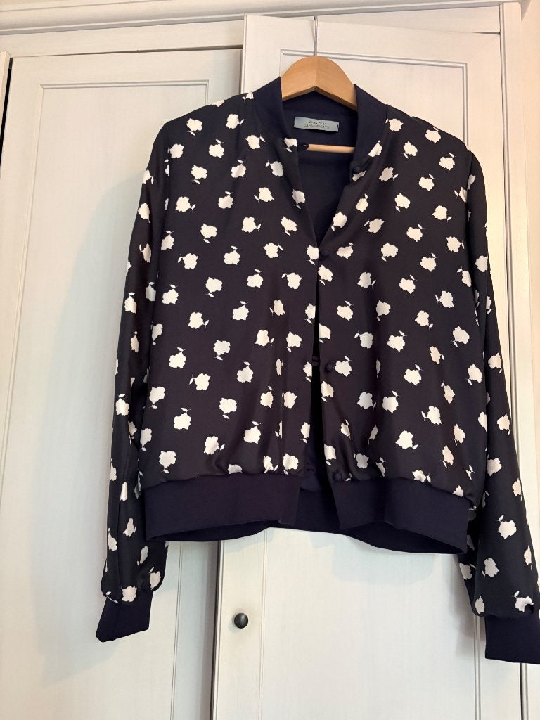 Donkerblauw vestje met witte bloemenprint, Kleding | Dames, Truien en Vesten, Maat 38/40 (M), Blauw, Ophalen of Verzenden, Zo goed als nieuw