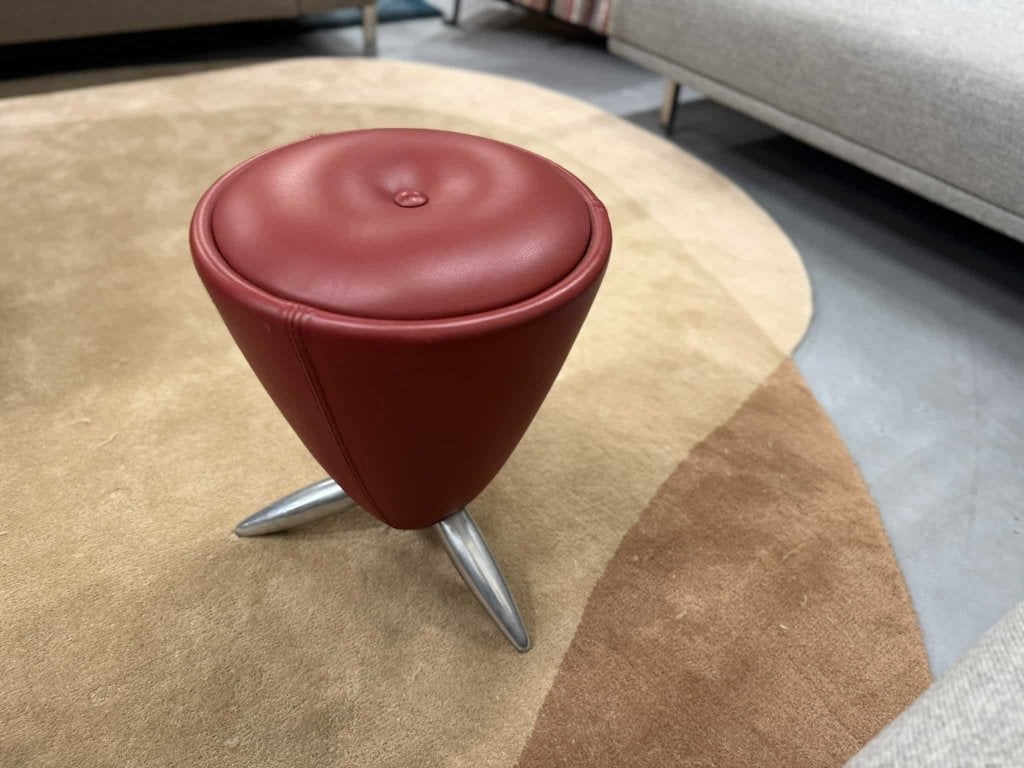 Leolux TamTam Kruk rood leer design poef, Minder dan 50 cm, Leolux, Info@leolux.nl, Rond