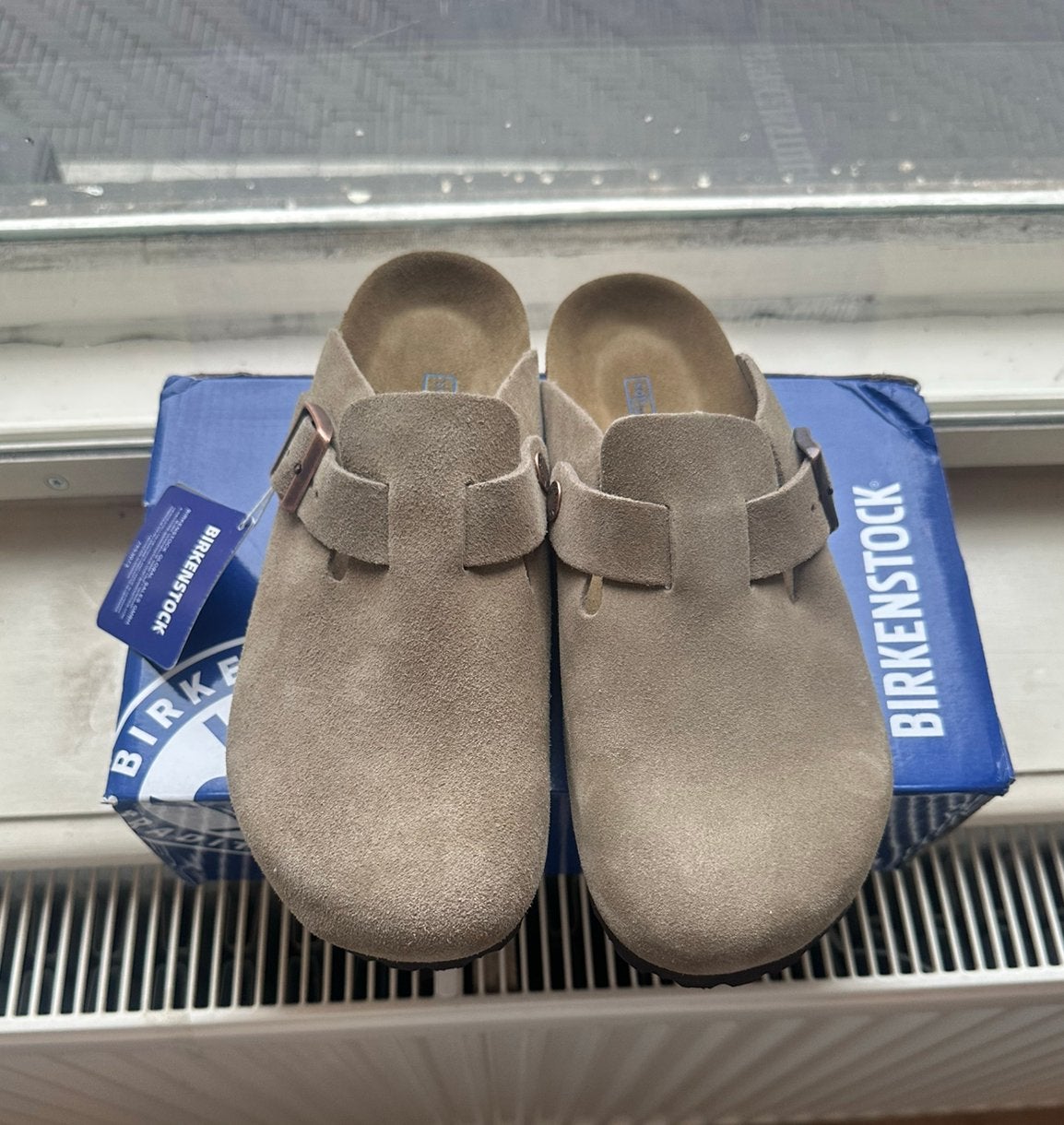 Birkenstock Boston Taupe Nieuw, Instappers, Nieuw, Ophalen of Verzenden, Grijs