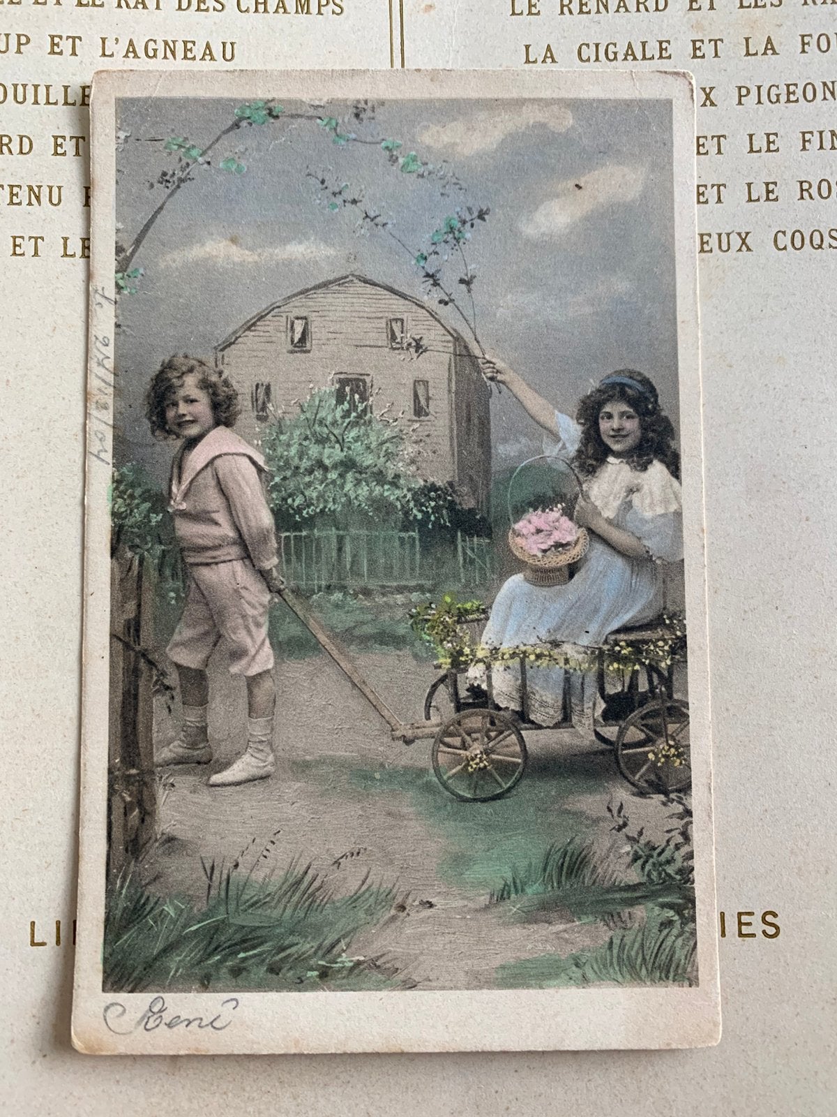 27-12-1904 Kindjes met bolderkar (HH), Ophalen of Verzenden, Voor 1920, Gelopen, Kinderen