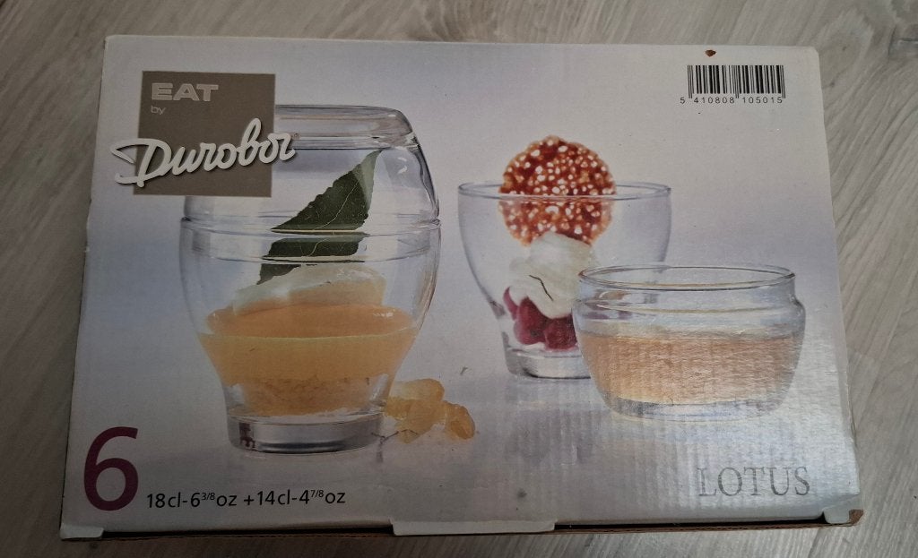 Durobor Lotus Glazen Dessertkommetjes - Set van 6, Overige merken, Nieuw, Ophalen of Verzenden, Glas