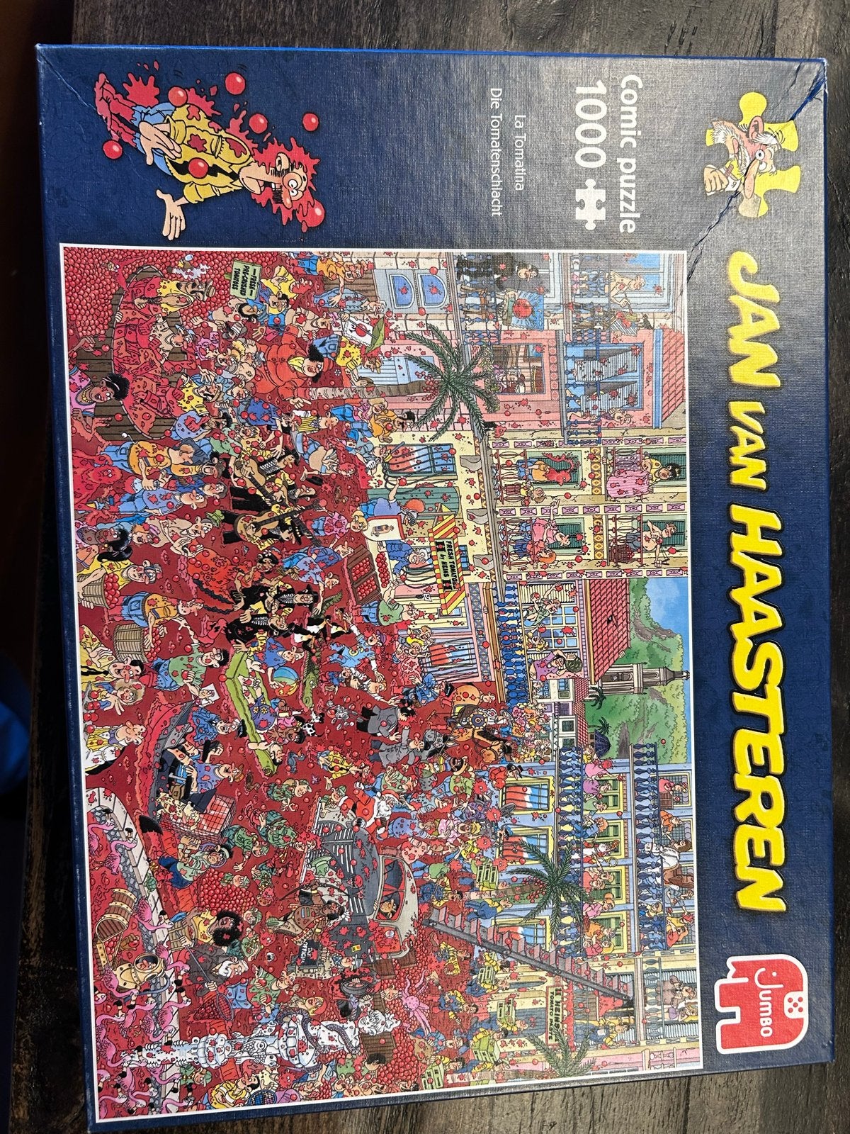 Jan van Haasteren: La Tomatina - 1000 stukjes, Ophalen of Verzenden, 500 t/m 1500 stukjes, Zo goed als nieuw