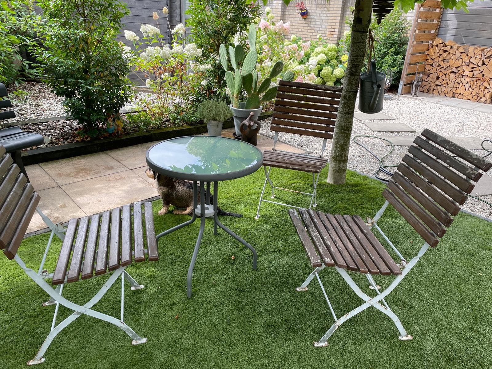Bistro set van 3 stoelen met tafeltje ., Ophalen, Zo goed als nieuw, Overige materialen, 2 zitplaatsen