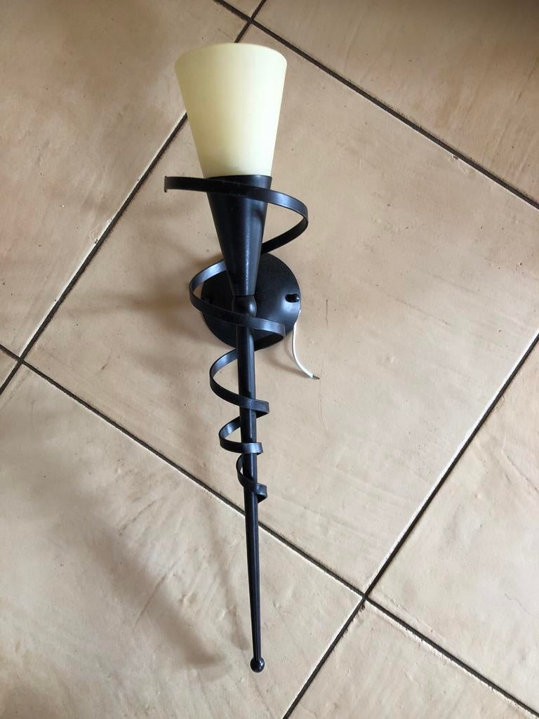 Wandlamp anthraciet/bruin - onbeschadigd, Huis en Inrichting, Lampen | Wandlampen, Ophalen of Verzenden, Gebruikt, Metaal