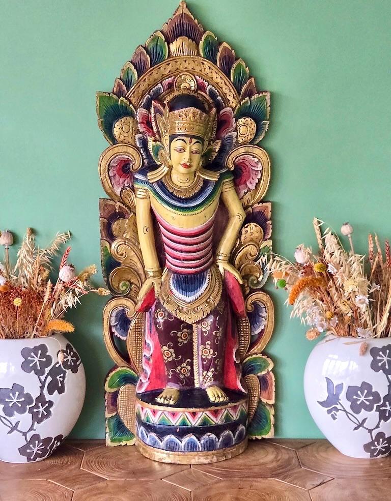 DEWI SRI LAKSHMI BEELD HOUT 101 CM, Antiek en Kunst, Ophalen