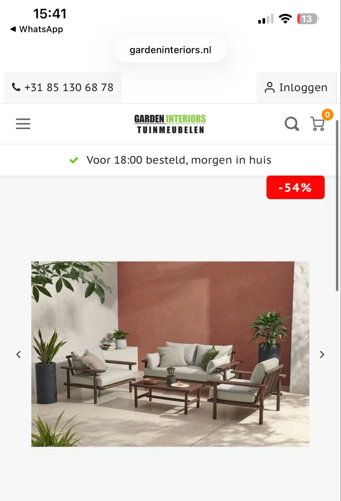 Laruna Loungeset - Hout Acacia  Teak Look -nieuw, Ophalen, 5 zitplaatsen, Nieuw, Loungeset