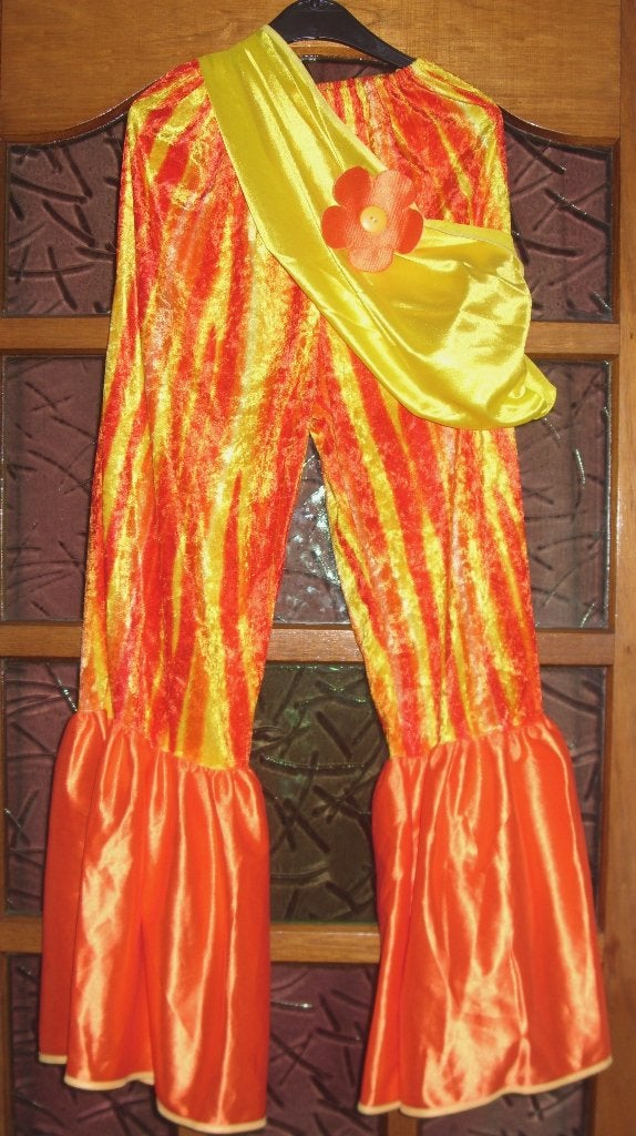 Hippie Flower Power broek met sjaal mt 152, Ophalen of Verzenden, Nieuw, 146 t/m 152, Jongen of Meisje