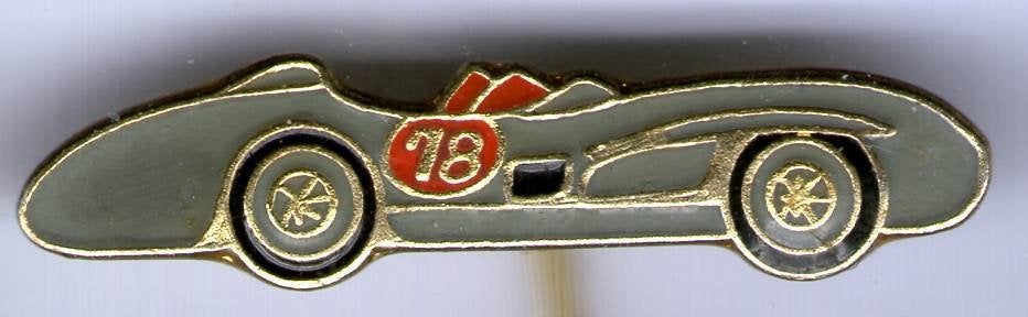 Oldtimer raceauto email op koper speldje ( T_060), Verzenden, Nieuw, Sport, Speldje of Pin