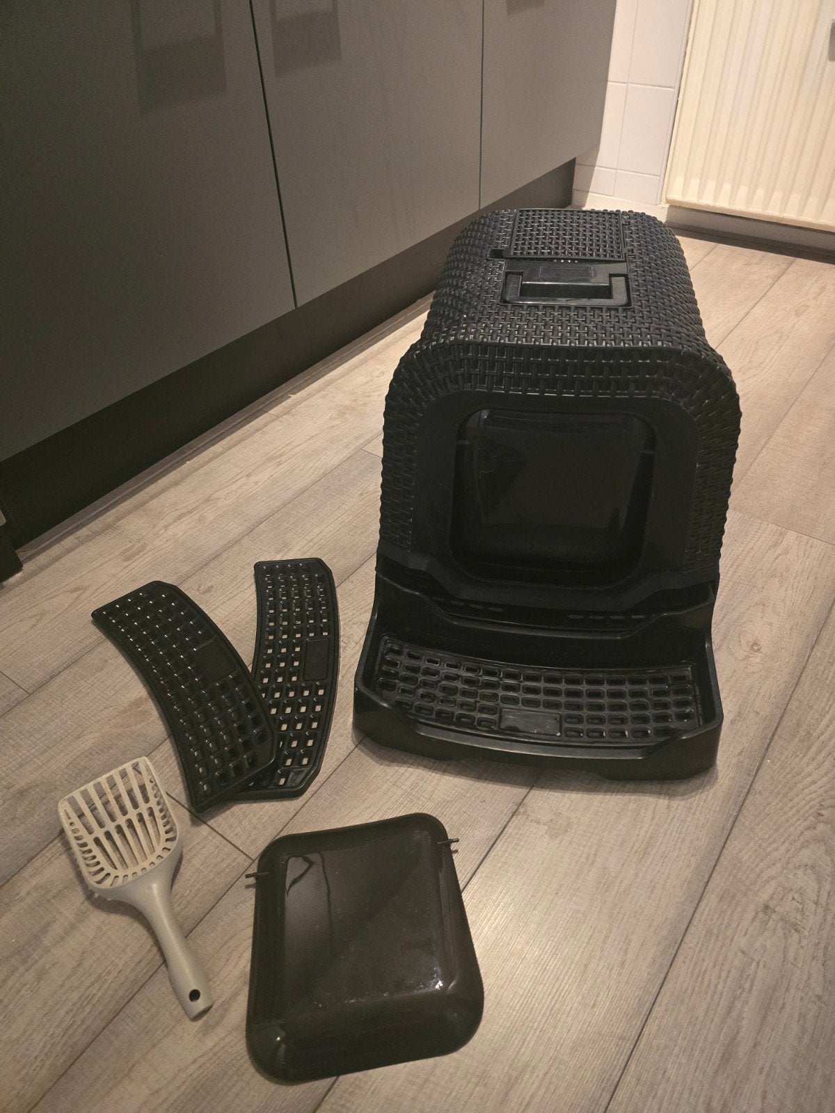 Rotan kattenbak, Ophalen, Gebruikt