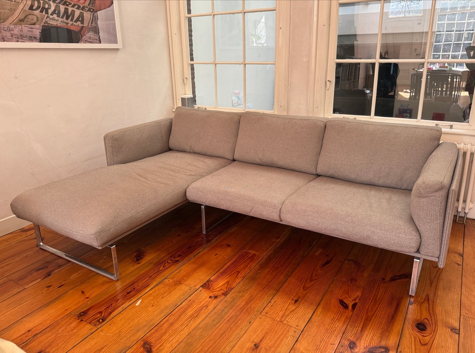 Cassina Hoekbank grijs, Ophalen, 250 tot 300 cm, Gebruikt, 125 tot 150 cm
